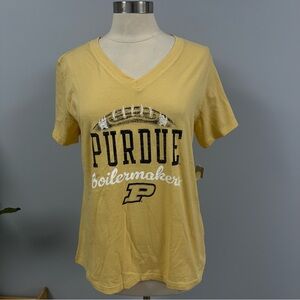 NWT Purdue Boilermakers Fitted T-shirt Womens L Yellow V-neck Pro Edge Tee
